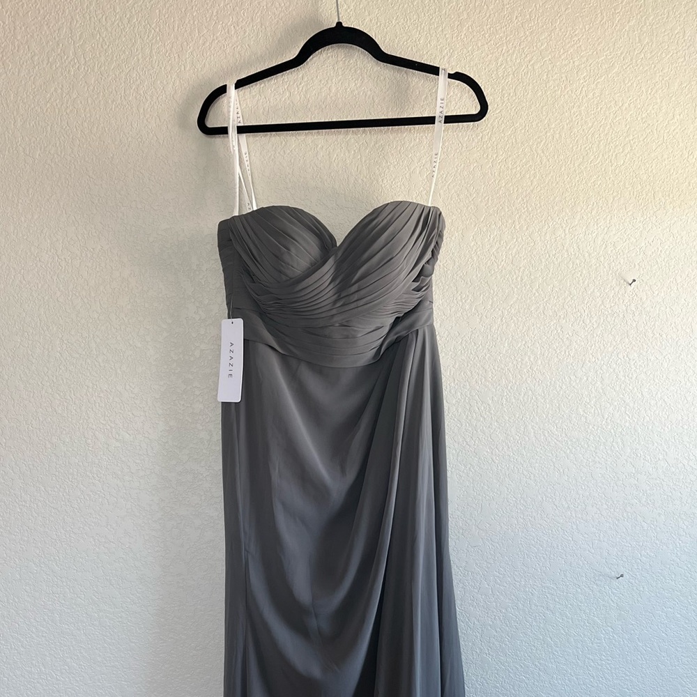 AZAZIE Ivy Steel Gray Bridesmaids Dress Strapless